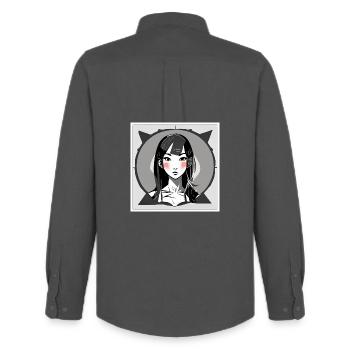 Blushing Manga Girl - Men's Oxford Shirt by Stanley/Stella - anthracite - Back - AI Model Male 185 dark (185cm)