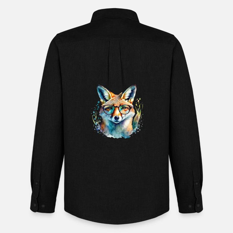 Fuchs mit Brille - Männer Oxford Hemd von Stanley/Stella - Schwarz