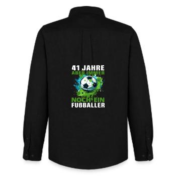 Fußballer Fußballspieler 41 Geburtstag Spruch - Männer Oxford Hemd von Stanley/Stella - Schwarz - Hinten - AI Model Male 185 dark (185cm)