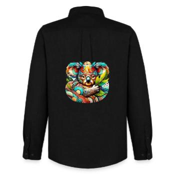 Kunstvoller Koala - Männer Oxford Hemd von Stanley/Stella - Schwarz - Hinten - AI Model Male 185 dark (185cm)
