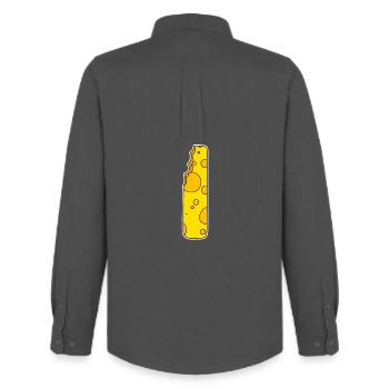 Lettre I - Lettre initiale I - Motif Fromage - Chemise Oxford homme Stanley/Stella - charbon - Dos - AI Model Male 185 dark (185cm)