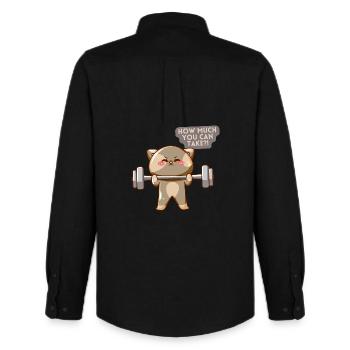 Cat Brave Training Motivation - Men's Oxford Shirt by Stanley/Stella - black - Back - AI Model Male 185 dark (185cm)