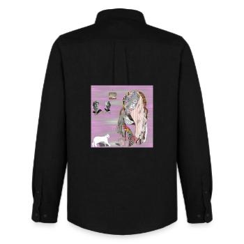 Lehrstuhl für Reflexionen Glitched - Männer Oxford Hemd von Stanley/Stella - Schwarz - Hinten - AI Model Male 185 dark (185cm)