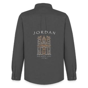 Felsenstadt Petra, Jordanien, Handzeichnung - Männer Oxford Hemd von Stanley/Stella - Anthrazit - Hinten - AI Model Male 185 dark (185cm)