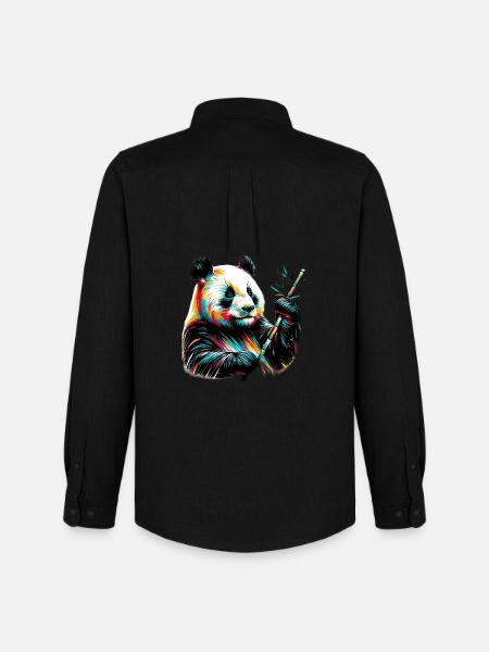 Panda - Männer Oxford Hemd von Stanley/Stella - Schwarz