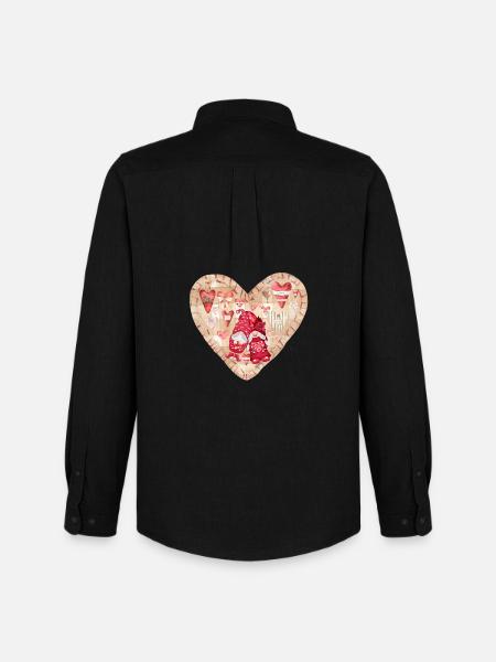 Verliebte Gartenzwerge Herz Design - Männer Oxford Hemd von Stanley/Stella - Schwarz