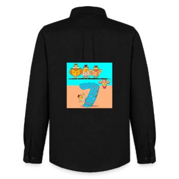 7th Birthday Schoolchild - Chicken Coop Poultry - Men's Oxford Shirt by Stanley/Stella - black - Back - AI Model Male 185 dark (185cm)