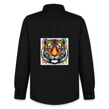 Tigre Pop Art - Chemise Oxford homme Stanley/Stella - noir - Dos - AI Model Male 185 dark (185cm)