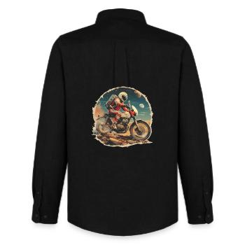 Un astronaute sur une moto - Chemise Oxford homme Stanley/Stella - noir - Dos - AI Model Male 185 dark (185cm)