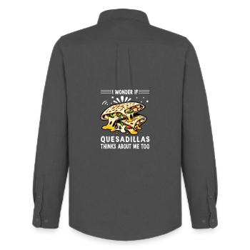 Je me demande si les Quesadillas pensent aussi à - Chemise Oxford homme Stanley/Stella - charbon - Dos - AI Model Male 185 dark (185cm)