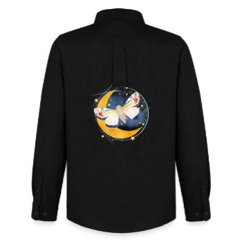 rare exotic moth in the moonlight - Men's Oxford Shirt by Stanley/Stella - black - Back - AI Model Male 185 dark (185cm)