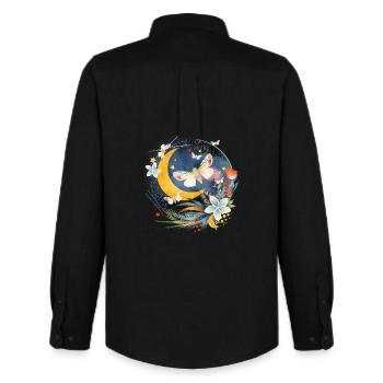 Papillons exotiques rares au clair de lune - Chemise Oxford homme Stanley/Stella - noir - Dos - AI Model Male 185 dark (185cm)