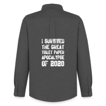 Papier toilette Apocalypse - Chemise Oxford homme Stanley/Stella - charbon - Dos - AI Model Male 185 dark (185cm)
