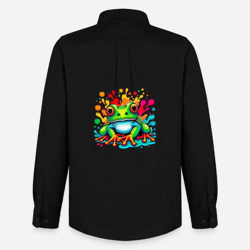 Frosch - Männer Oxford Hemd von Stanley/Stella - Schwarz