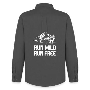 Trail Running - Run Wild, Run Free - Men's Oxford Shirt by Stanley/Stella - anthracite - Back - AI Model Male 185 dark (185cm)