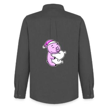 Cochon Fatigué Dormir Fille Endormie - Chemise Oxford homme Stanley/Stella - charbon - Dos - AI Model Male 185 dark (185cm)