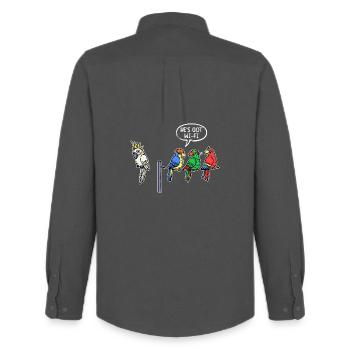 Tier Dschungel Vögel Papagei Statement Haustier - Männer Oxford Hemd von Stanley/Stella - Anthrazit - Hinten - AI Model Male 185 dark (185cm)