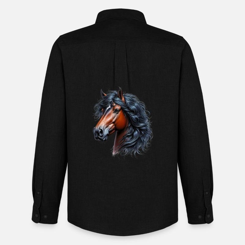 Pferd - Männer Oxford Hemd von Stanley/Stella - Schwarz
