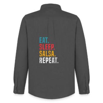 Eat Sleep Salsa Repeat für Salsa Tänzer - Männer Oxford Hemd von Stanley/Stella - Anthrazit - Hinten - AI Model Male 185 dark (185cm)