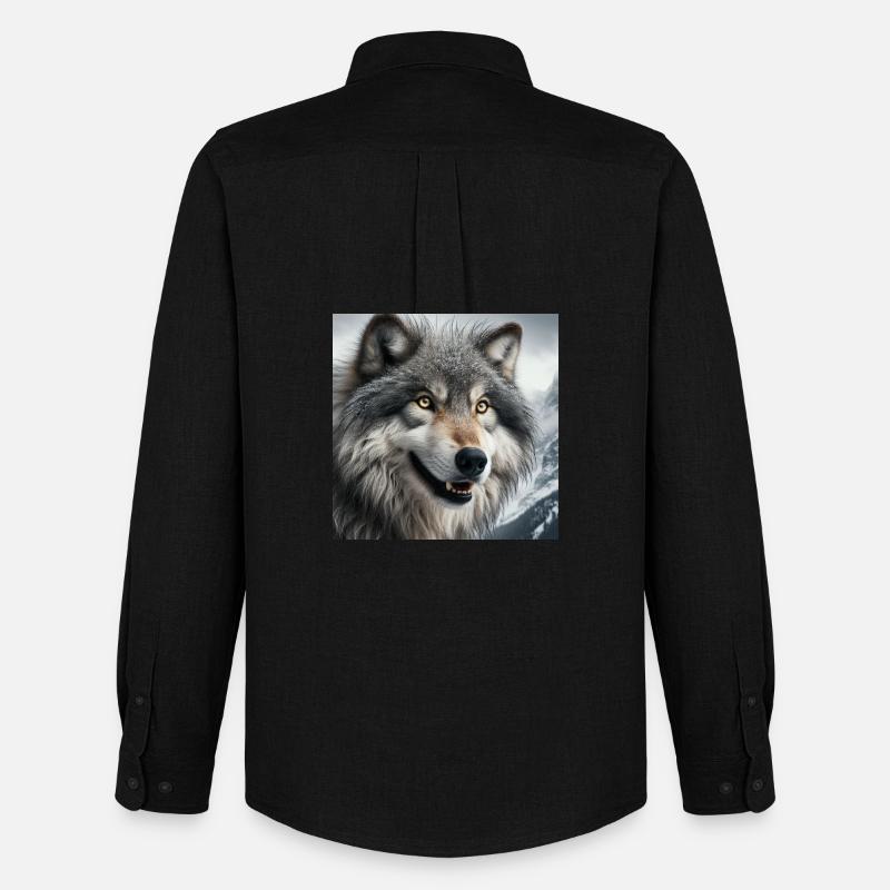 Wolf - Männer Oxford Hemd von Stanley/Stella - Schwarz
