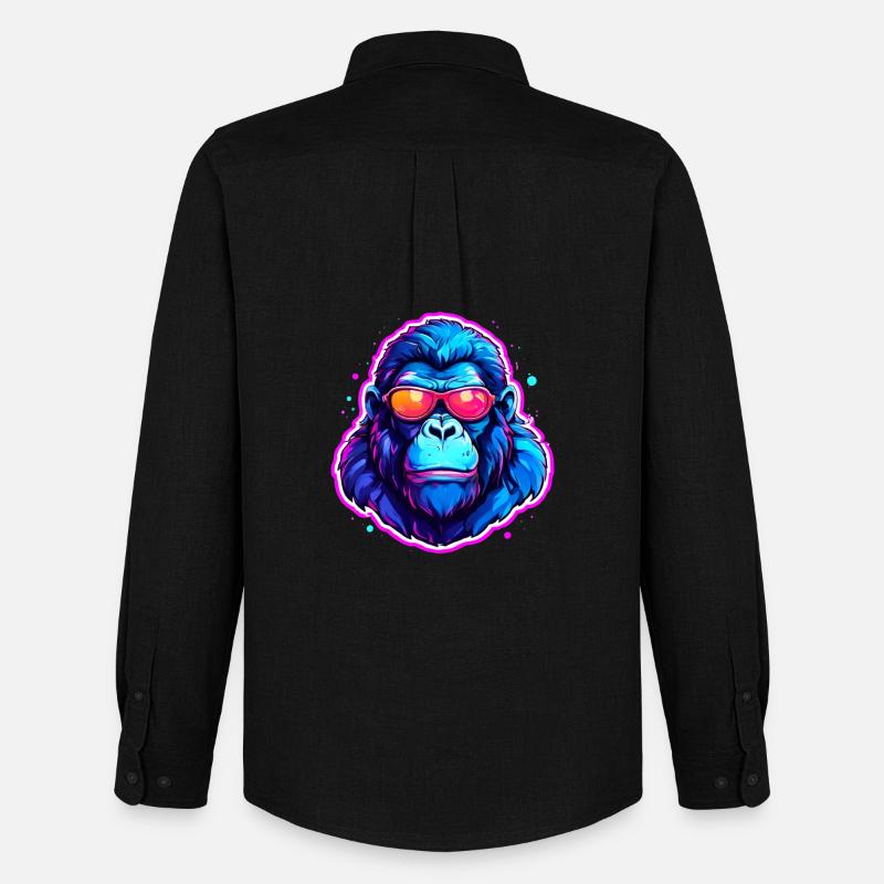 Ein cooler Gorilla mit Sonnenbrille - Männer Oxford Hemd von Stanley/Stella - Schwarz
