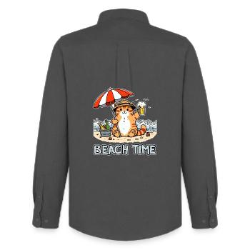 Beach Time 2 - Men's Oxford Shirt by Stanley/Stella - anthracite - Back - AI Model Male 185 dark (185cm)