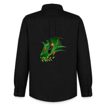 Anisoscelis alipes punaise des feuilles et feuilles vertes - Chemise Oxford homme Stanley/Stella - noir - Dos - AI Model Male 185 dark (185cm)