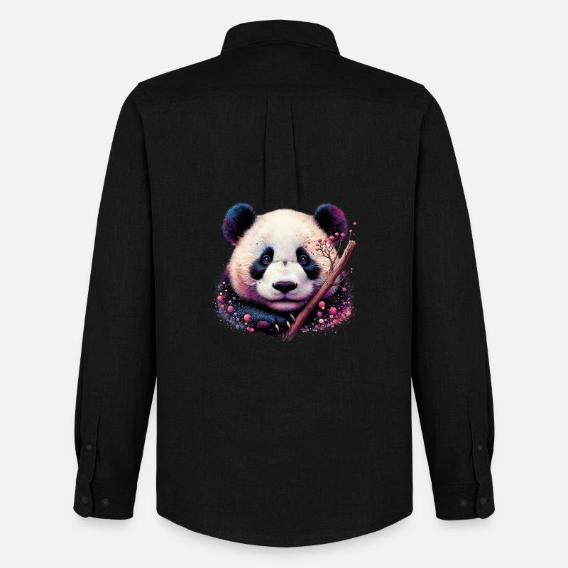Panda - Männer Oxford Hemd von Stanley/Stella - Schwarz