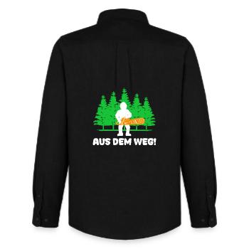 Foresterie bûcheron déclaration tronçonneuse arbre bois - Chemise Oxford homme Stanley/Stella - noir - Dos - AI Model Male 185 dark (185cm)