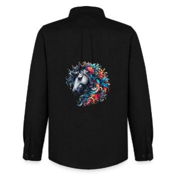 Horse - Men's Oxford Shirt by Stanley/Stella - black - Back - AI Model Male 185 dark (185cm)