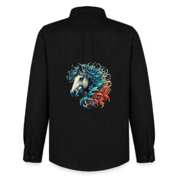 Horse - Men's Oxford Shirt by Stanley/Stella - black - Back - AI Model Male 185 dark (185cm)