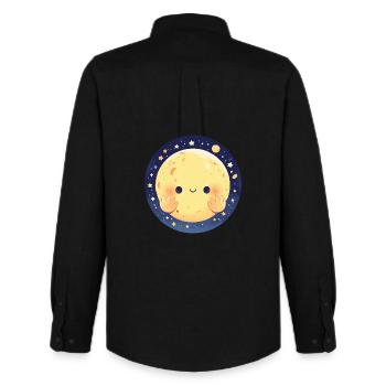 La Lune qui sourit - Chemise Oxford homme Stanley/Stella - noir - Dos - AI Model Male 185 dark (185cm)