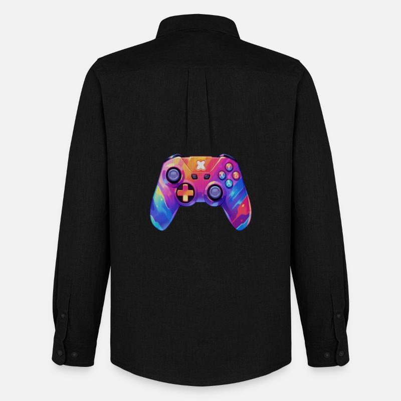 Pixel-Art-Videospiel-Controller - Männer Oxford Hemd von Stanley/Stella - Schwarz