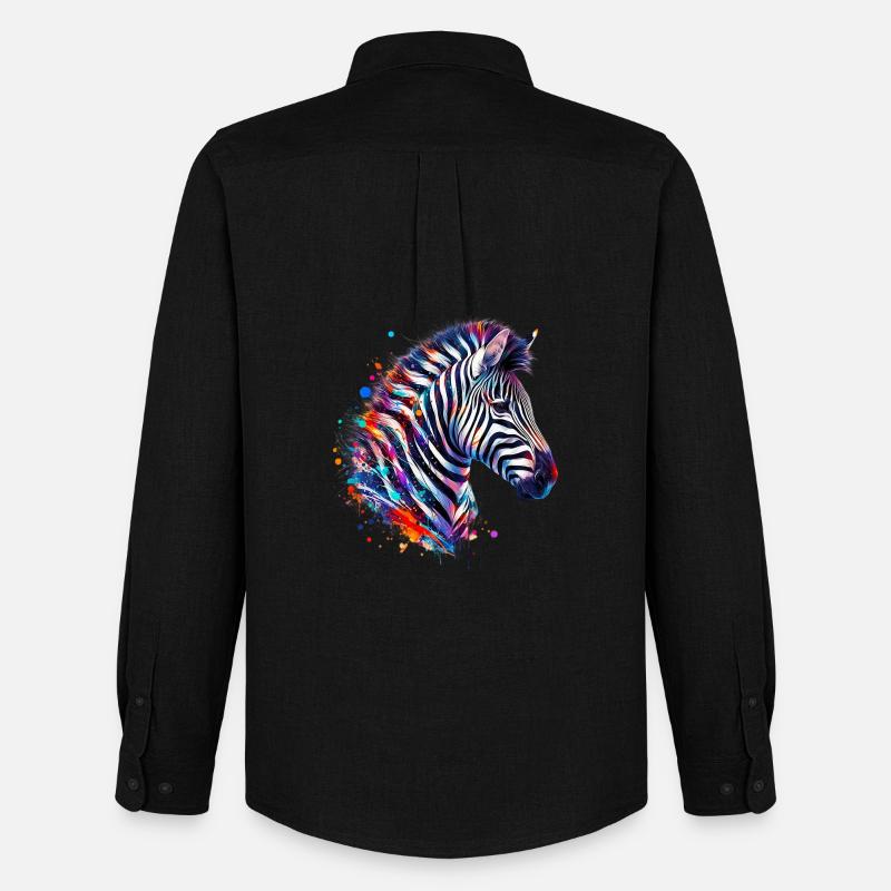 Zebra - Männer Oxford Hemd von Stanley/Stella - Schwarz