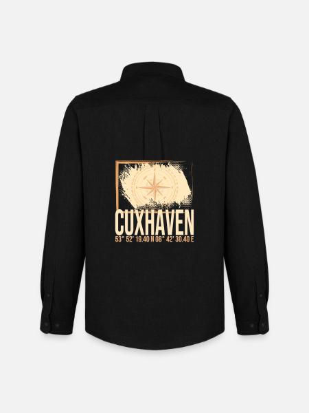 Cuxhaven Koordinaten - Männer Oxford Hemd von Stanley/Stella - Schwarz