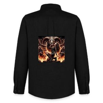 Female heavy metal band in hell - Men's Oxford Shirt by Stanley/Stella - black - Back - AI Model Male 185 dark (185cm)