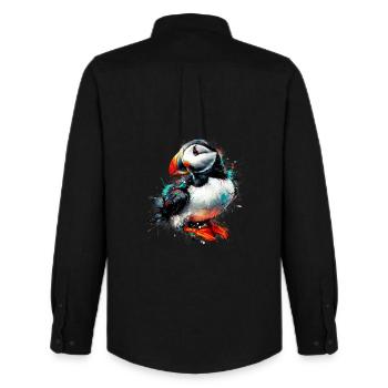 Papageitaucher - Männer Oxford Hemd von Stanley/Stella - Schwarz - Hinten - AI Model Male 185 dark (185cm)
