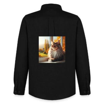 Maine Coon - The King of Cats - Men's Oxford Shirt by Stanley/Stella - black - Back - AI Model Male 185 dark (185cm)