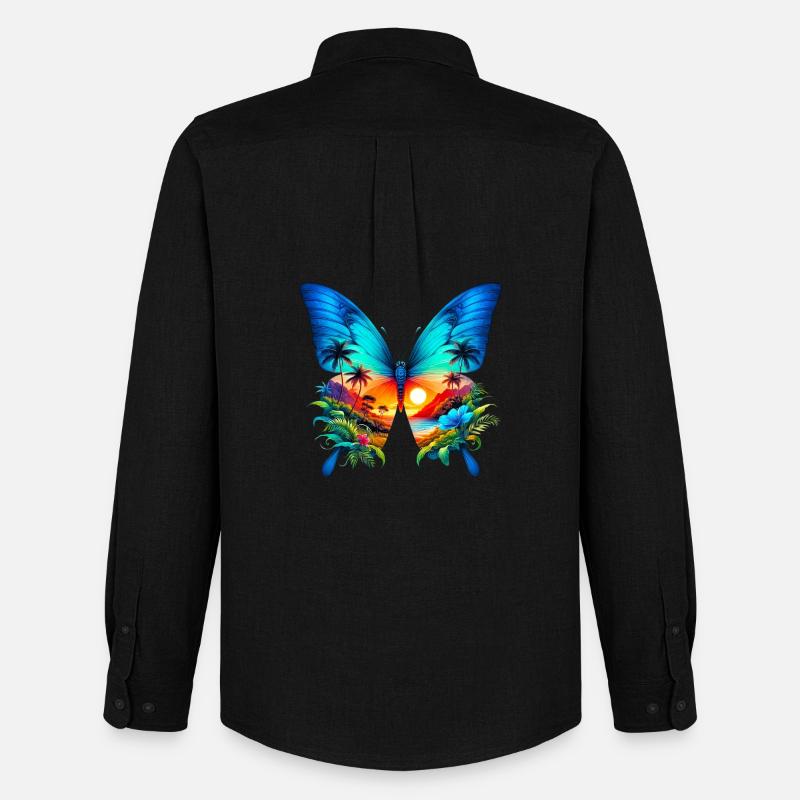 Schmetterling - Männer Oxford Hemd von Stanley/Stella - Schwarz