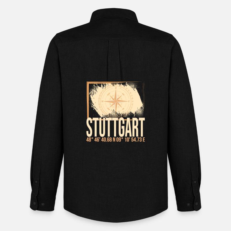 Stuttgart Koordinaten - Männer Oxford Hemd von Stanley/Stella - Schwarz
