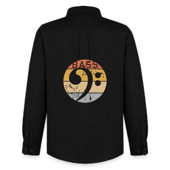 rétro guitare basse clef musicien bassiste - Chemise Oxford homme Stanley/Stella - noir - Dos - AI Model Male 185 dark (185cm)