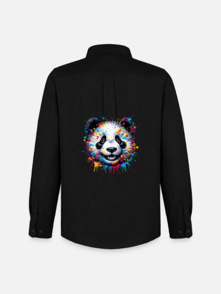 Panda - Männer Oxford Hemd von Stanley/Stella - Schwarz
