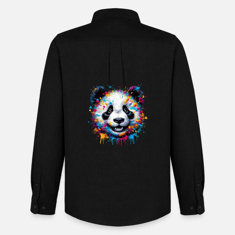 Panda - Männer Oxford Hemd von Stanley/Stella - Schwarz