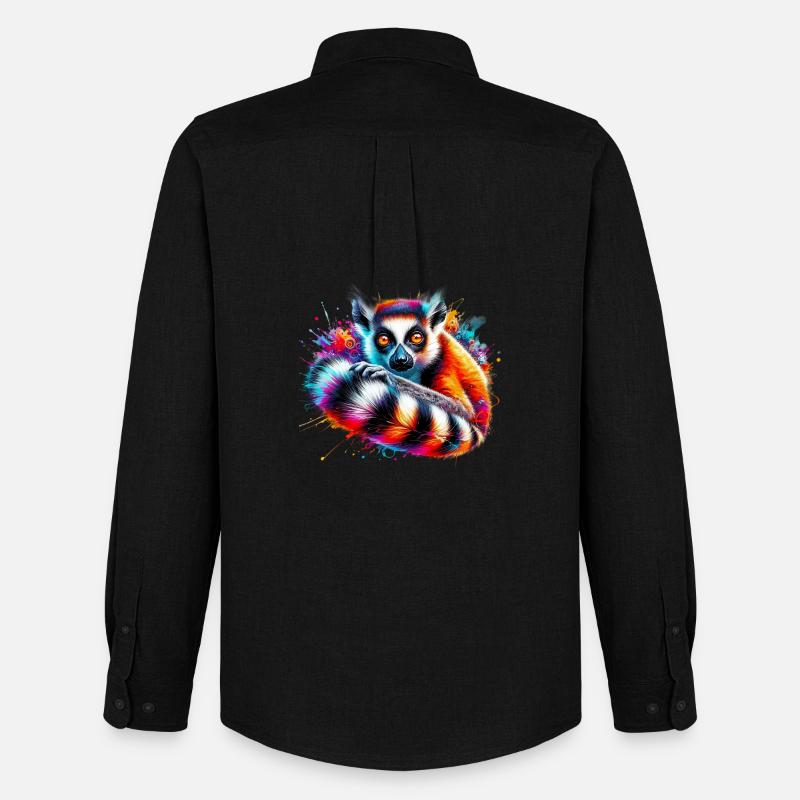Lemur - Männer Oxford Hemd von Stanley/Stella - Schwarz