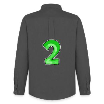 Two - 2 - Number Number - Men's Oxford Shirt by Stanley/Stella - anthracite - Back - AI Model Male 185 dark (185cm)