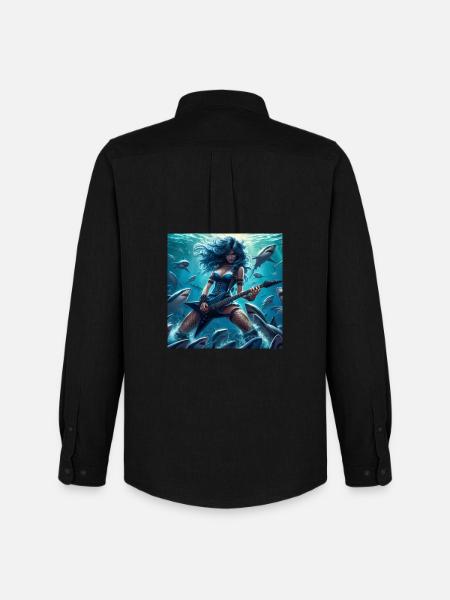 Metalhead among sharks - Men's Oxford Shirt by Stanley/Stella - black