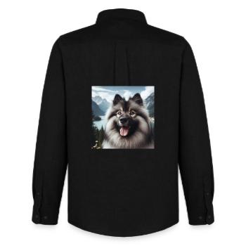 Cheerful Wolfspitz - Men's Oxford Shirt by Stanley/Stella - black - Back - AI Model Male 185 dark (185cm)