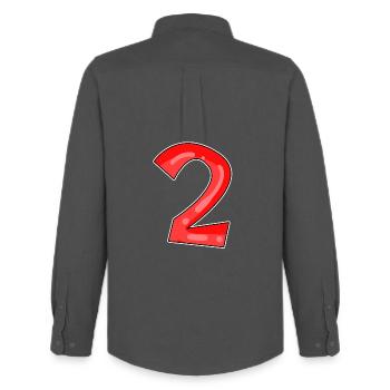 Two - 2 - Number Number - Men's Oxford Shirt by Stanley/Stella - anthracite - Back - AI Model Male 185 dark (185cm)