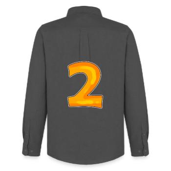 Two - 2 - Number Number - Men's Oxford Shirt by Stanley/Stella - anthracite - Back - AI Model Male 185 dark (185cm)