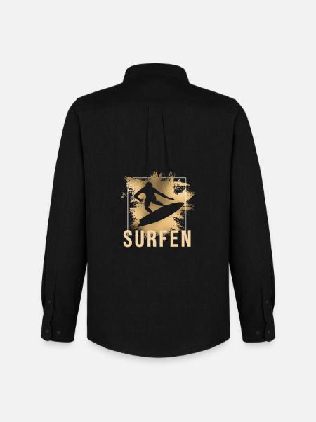 Surfen - Männer Oxford Hemd von Stanley/Stella - Schwarz